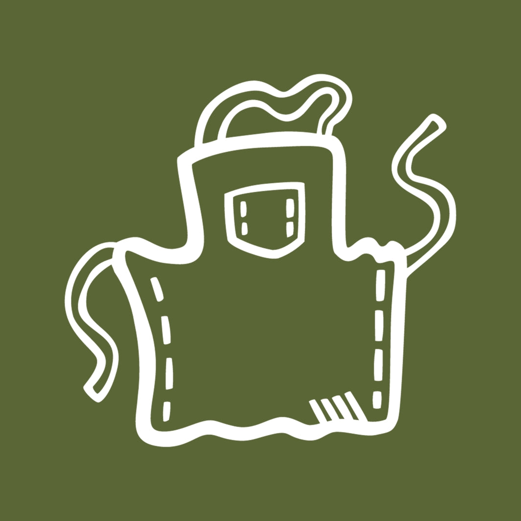 Apron Icon on an Olive Green Background