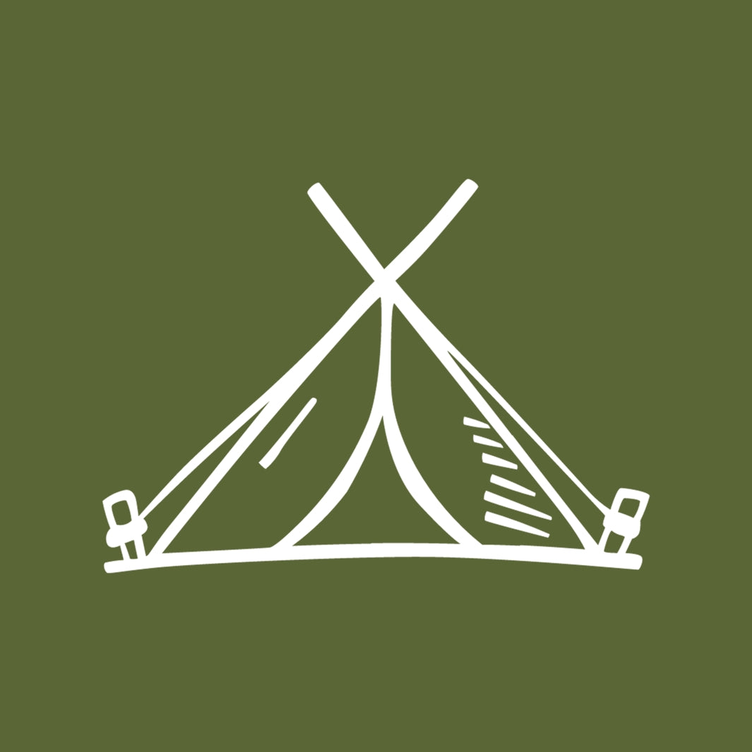 Tent Icon on an Olive Green Background