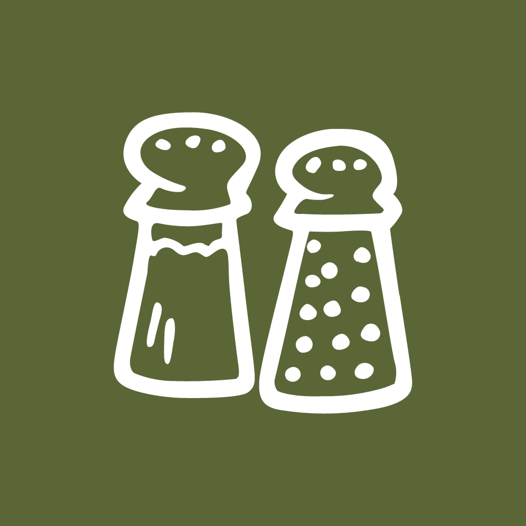 Salt and Pepper Mills Icon on an Olive Green Background