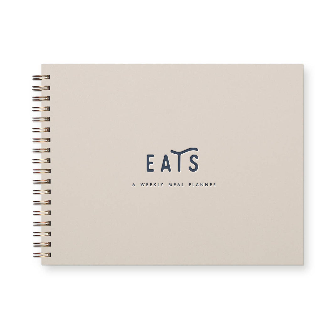 Weekly Eats Meal Planner - Morning Fog Cover with Dark Blue Ink | Ruff House Print Shop | Keeping It Pretty @ Spice Craze®