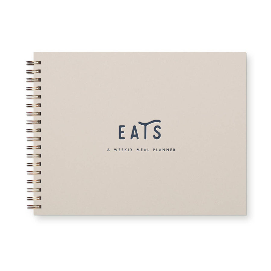 Weekly Eats Meal Planner - Morning Fog Cover with Dark Blue Ink | Ruff House Print Shop | Keeping It Pretty @ Spice Craze®