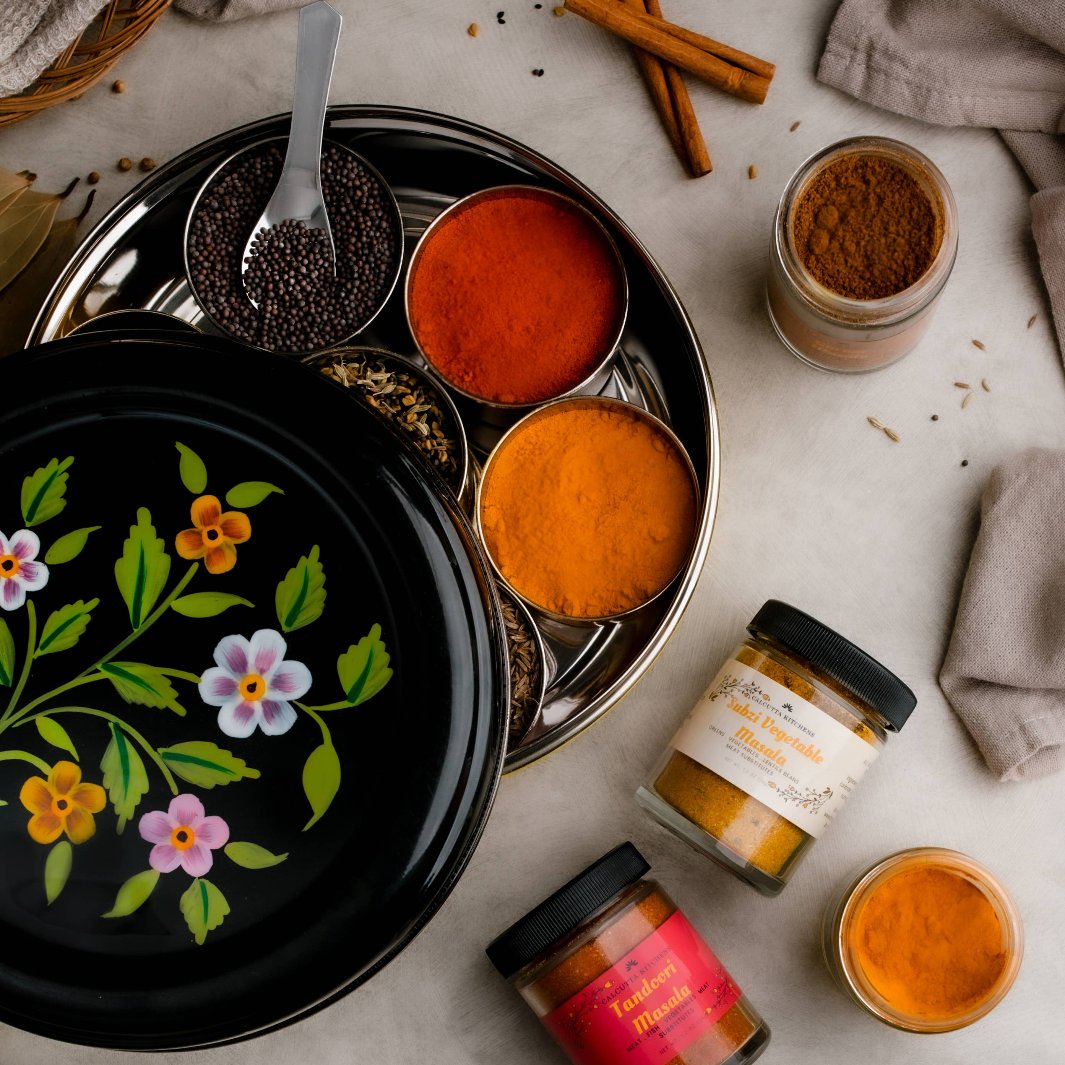 Black Indian Masala Dabba Spice Box | Calcutta Kitchens | Keeping It Pretty @ Spice Craze®