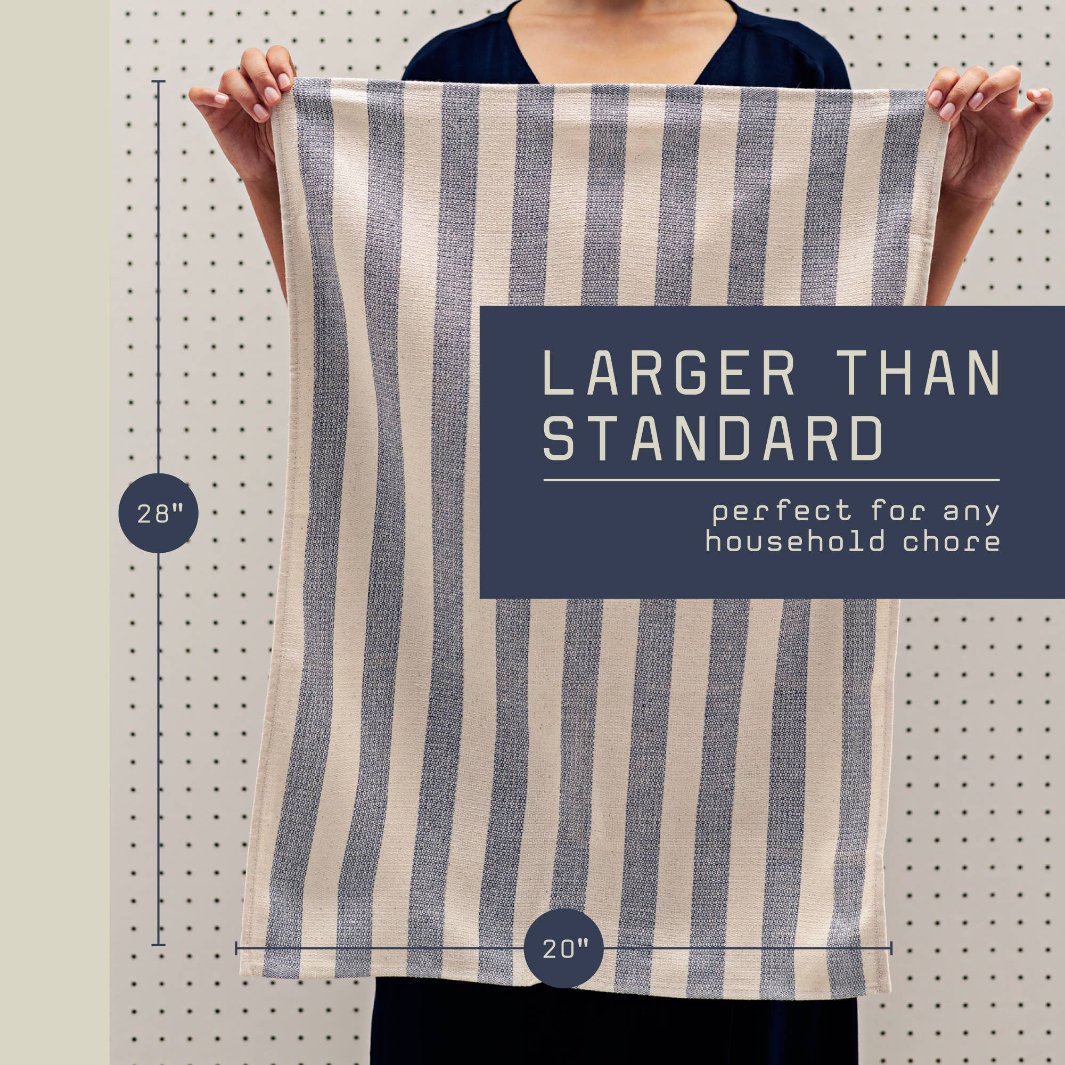 Size Diagram of Set of Four (4) Upcycled Cotton Kitchen Towels | MEEMA | Aprons & Linens @ Spice Craze®