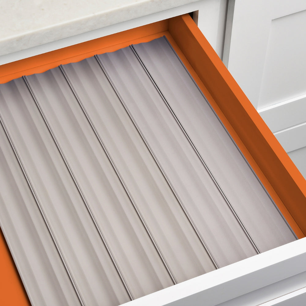 Gray YouCopia® SpiceLiner® 3-Pack Showing a Row of Six in a Drawer | YouCopia® | Keeping It Pretty @ Spice Craze®