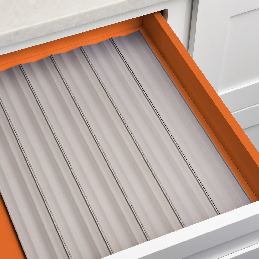 Gray YouCopia® SpiceLiner® 3-Pack Showing a Row of Six in a Drawer | YouCopia® | Keeping It Pretty @ Spice Craze®