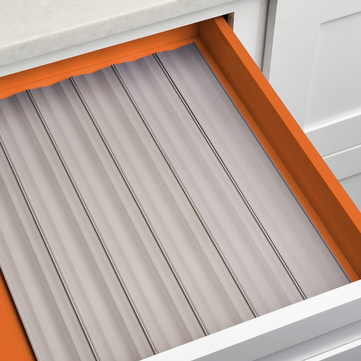 Gray YouCopia® SpiceLiner® 3-Pack Showing a Row of Six in a Drawer | YouCopia® | Keeping It Pretty @ Spice Craze®
