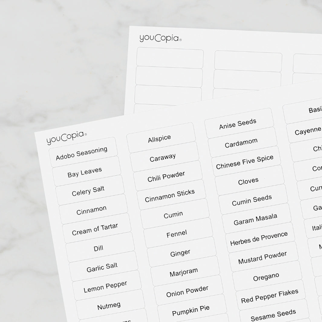 White YouCopia® SpiceStack® Adjustable Spice Bottle Organizer Labels | YouCopia® | Keeping It Pretty @ Spice Craze®