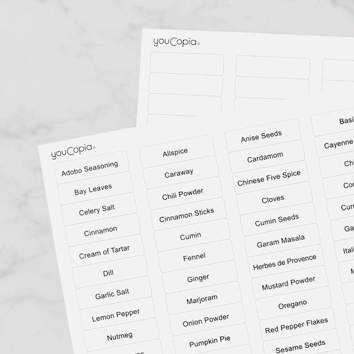 White YouCopia® SpiceStack® Adjustable Spice Bottle Organizer Labels | YouCopia® | Keeping It Pretty @ Spice Craze®