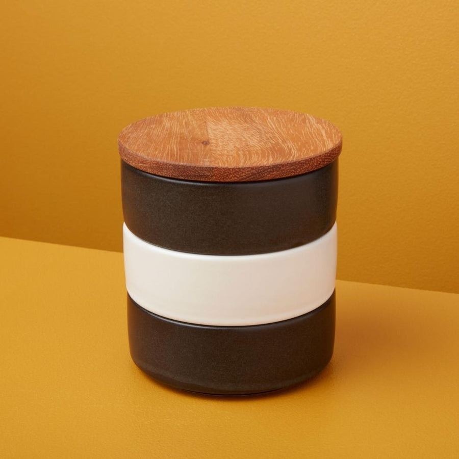 Black and White Stoneware & Acacia Stacking Spice Cellar | Be Home US | Keeping It Pretty @ Spice Craze®
