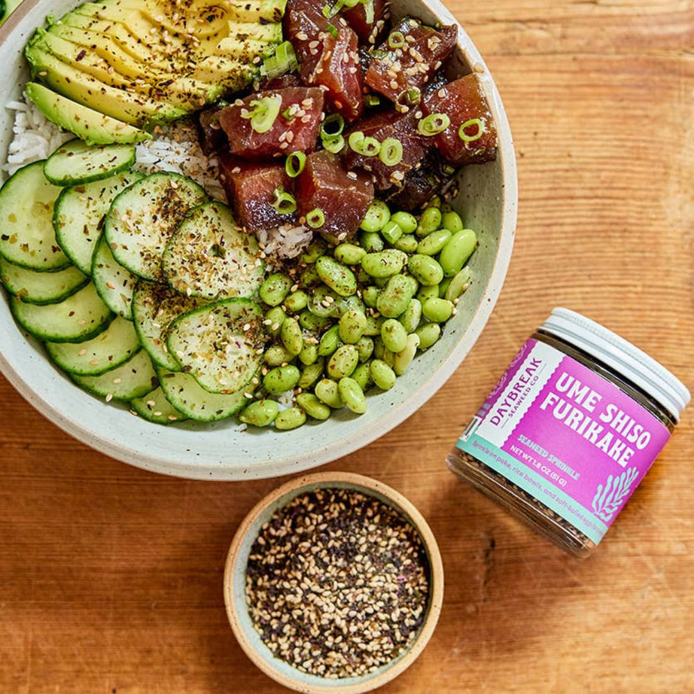 Ume Shiso Furikake Sprinkled on a Poke Bowl | Daybreak Seaweed | Umami Coast @ Spice Craze®