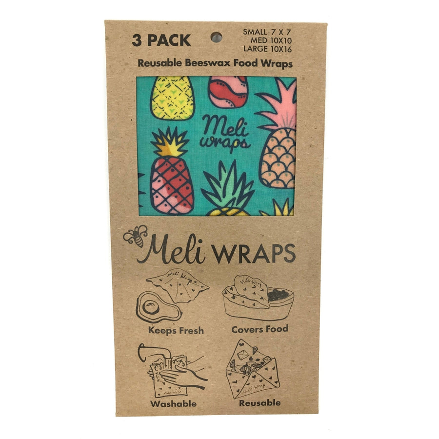 Set of Three Pineapple Print Beeswax Wraps | Meli Wraps® | Keeping It Pretty @ Spice Craze®