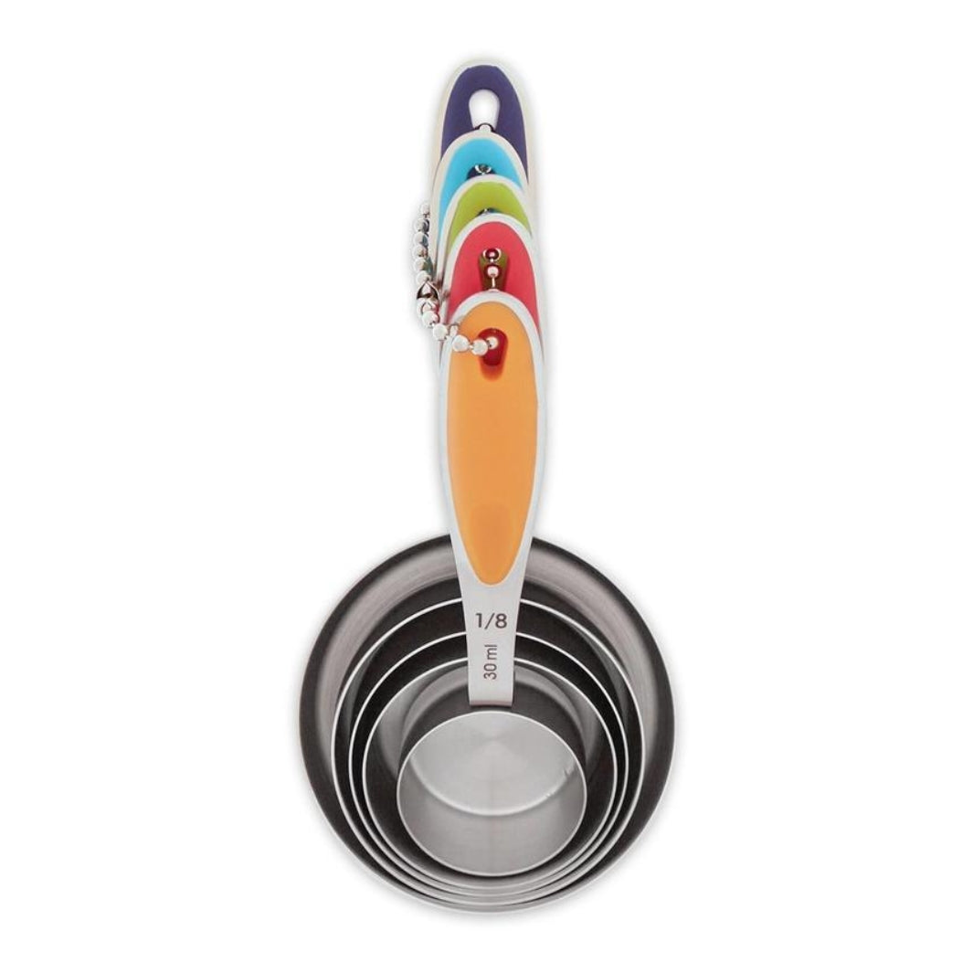 Colored-Handle Measuring Cups Stacked Together | Set of 5 | RSVP International | Measuring & Mixing @ Spice Craze®