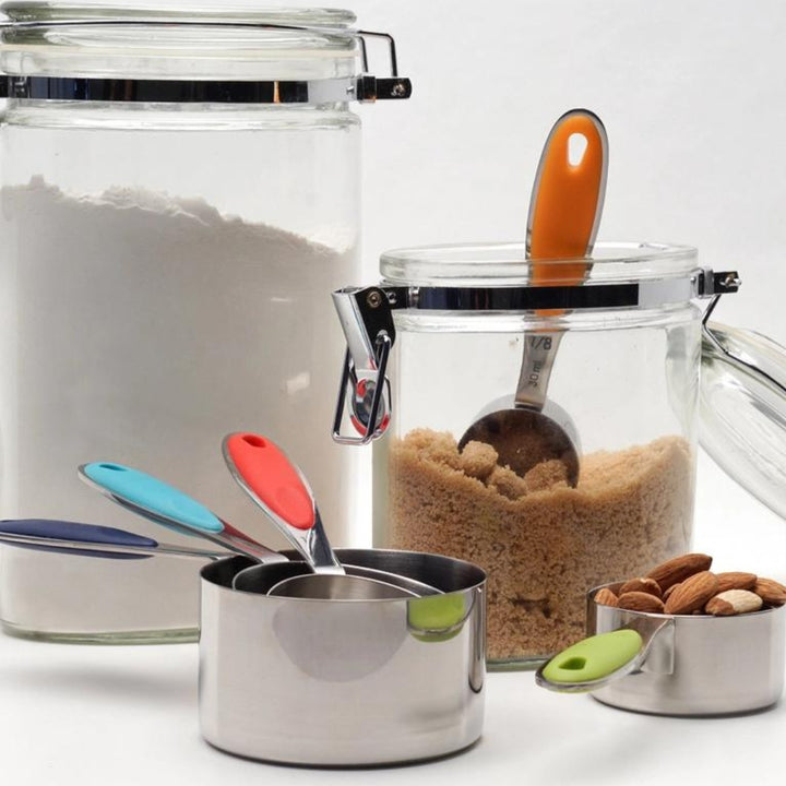 Colored-Handle Measuring Cups in a Baking Scene | Set of 5 | RSVP International | Measuring & Mixing @ Spice Craze®