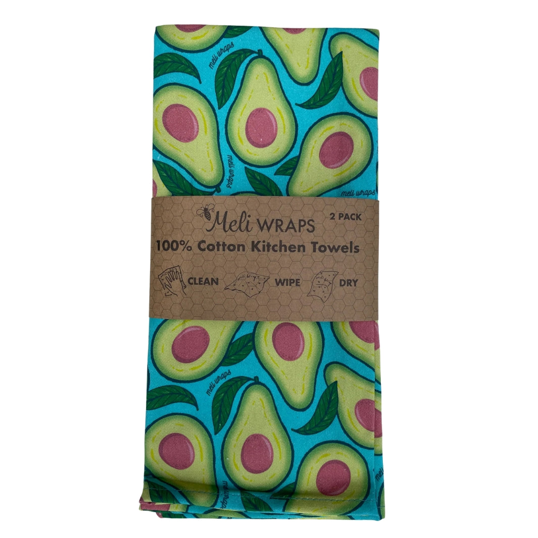 Set of Two Avocado Print Dish Towels | Meli Wraps® | Aprons & Linens @ Spice Craze®