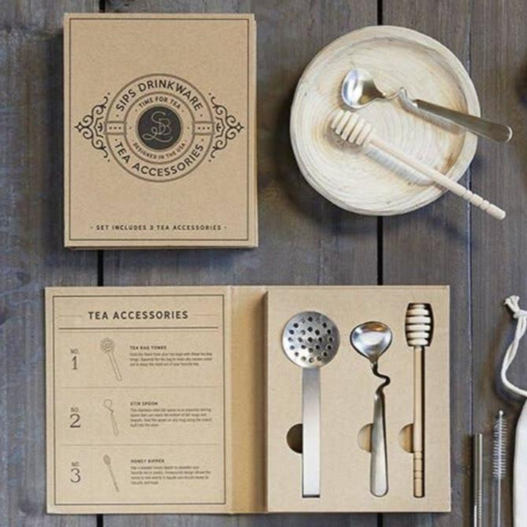 Tea Accessories Book Box with Tea Bag Tongs, Stir Spoon, and Honey Dipper | Santa Barbara Design Studio™ | Prepping & Cooking @ Spice Craze®
