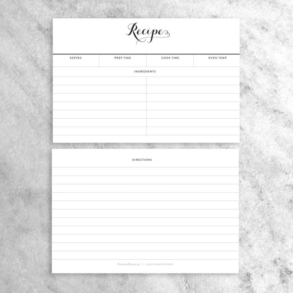 Front and Back Sides of Farmhouse Recipe Cards | Set of 12 | Favorite Story® | Keeping It Pretty @ Spice Craze®