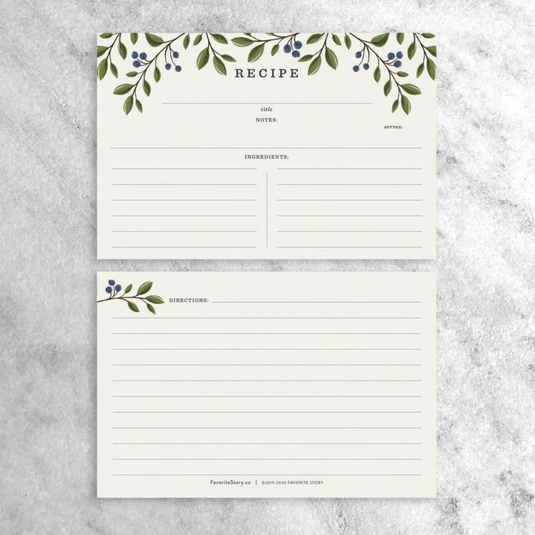 Front and Back of Wild Berries Recipe Cards - Boxed Set of 50 | Favorite Story® | Keeping It Pretty @ Spice Craze®