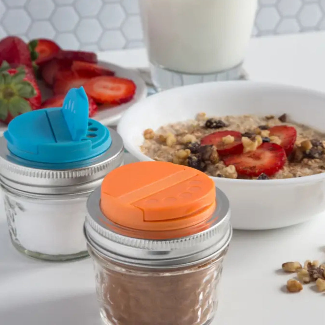 Orange and Blue Jarware™ Spice Lids with Strawberries and Cereal | Fox Run Brands™ | Keeping It Pretty @ Spice Craze®