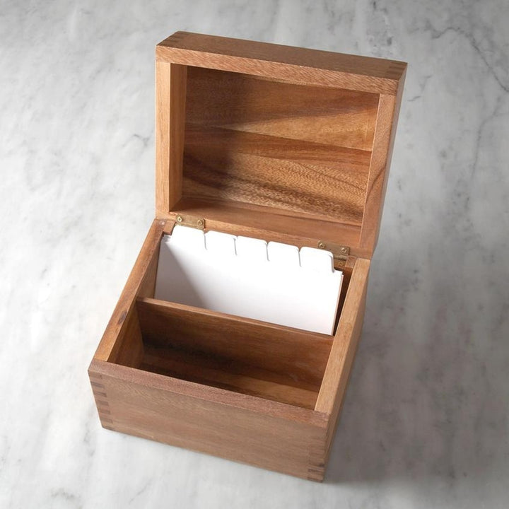 Open Acacia Wood Recipe Box | Ironwood™ by Fox Run Brands™ | Keeping It Pretty @ Spice Craze®