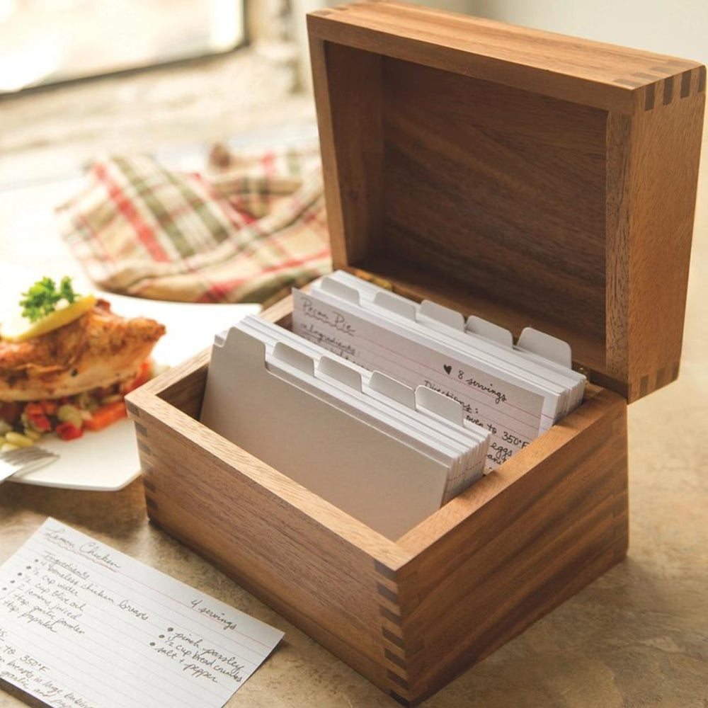 Open Acacia Wood Recipe Box | Ironwood™ by Fox Run Brands™ | Keeping It Pretty @ Spice Craze®