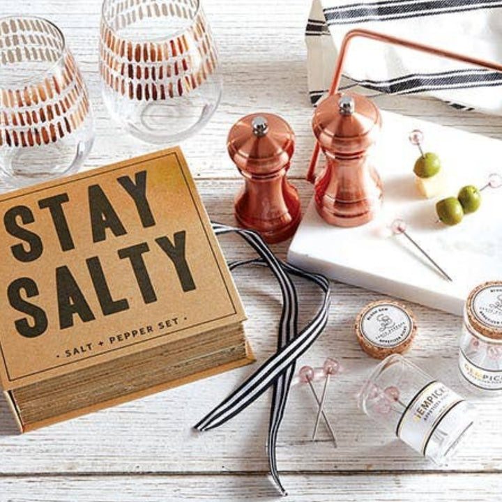 Stay Salty - Rose Gold-Colored Salt + Pepper Set | Santa Barbara Design Studio™ | Mills & Grinders @ Spice Craze®