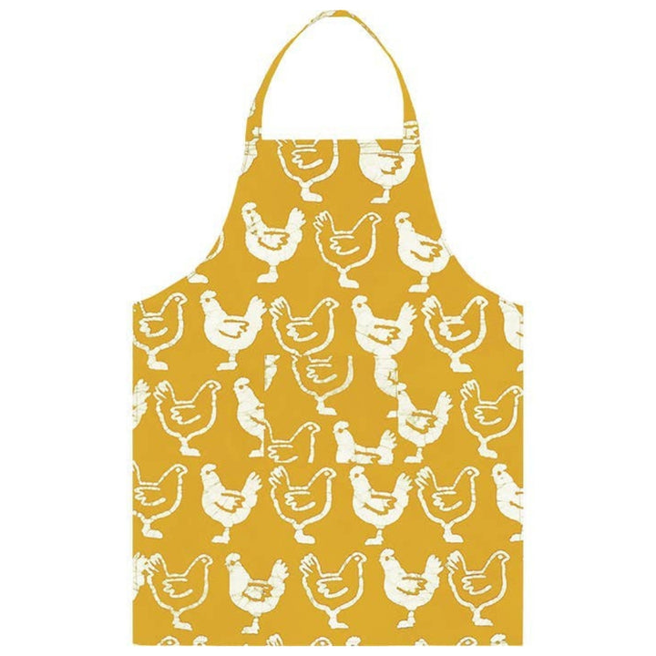 100% Organic Cotton Chickens on Gold Apron | Global Mamas® | Aprons & Linens @ Spice Craze®