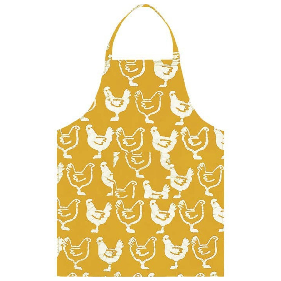 100% Organic Cotton Chickens on Gold Apron | Global Mamas® | Aprons & Linens @ Spice Craze®