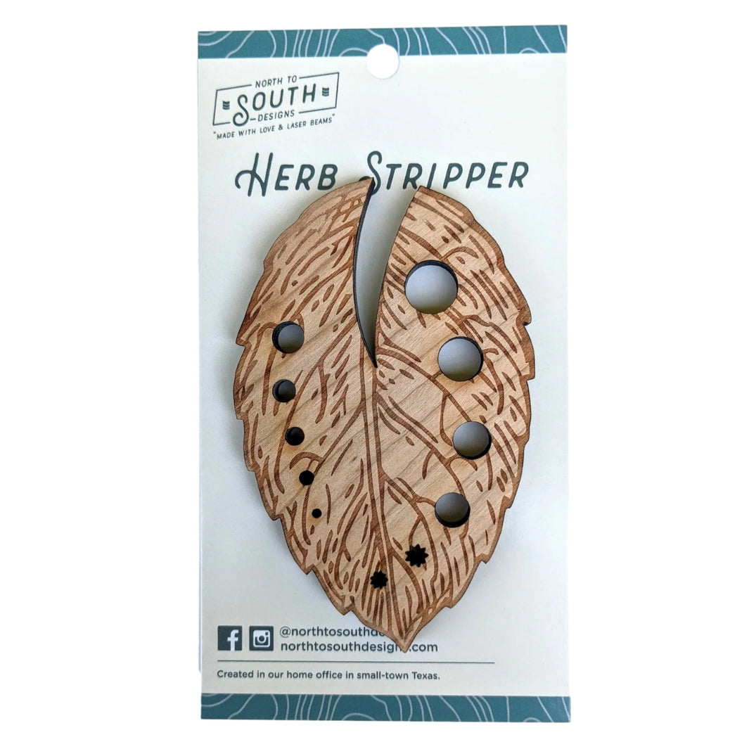Classic Leaf Solid Cherry Herb Stripper | North To South Designs | Grate, Strip, & Zest @ Spice Craze®