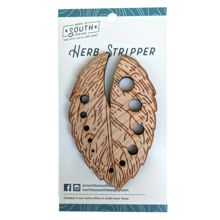 Classic Leaf Solid Cherry Herb Stripper | North To South Designs | Grate, Strip, & Zest @ Spice Craze®