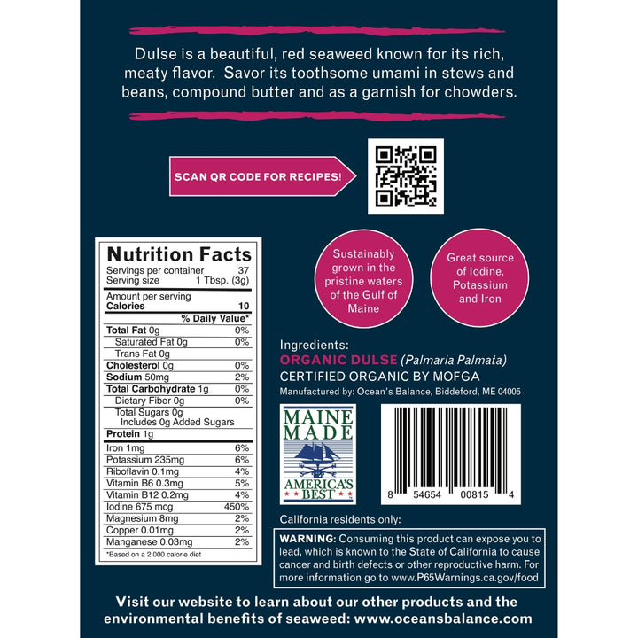 Organic Dulse Flakes | Ocean's Balance | Umami Coast @ Spice Craze®