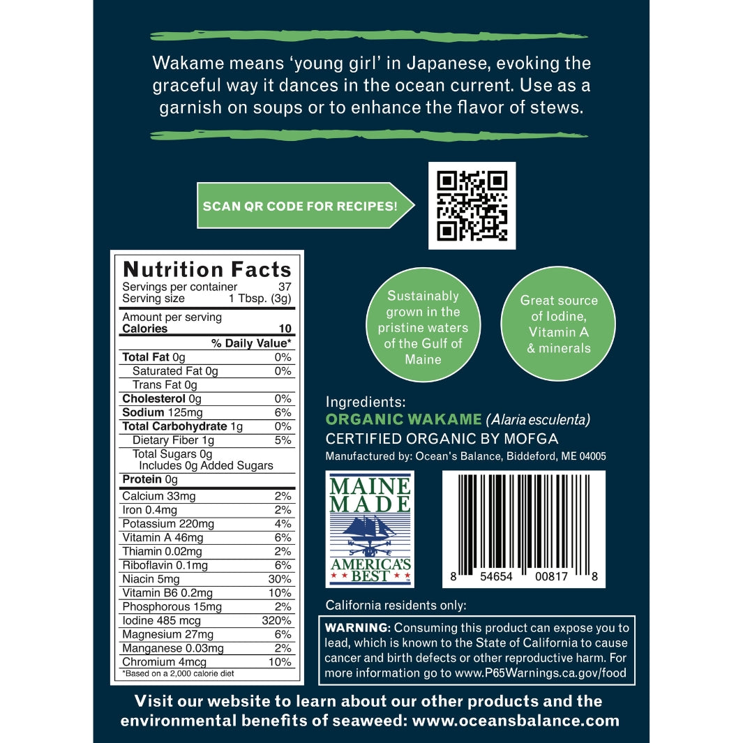 Organic Wakame Flakes | Ocean's Balance | Umami Coast @ Spice Craze®