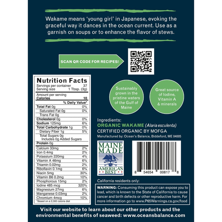 Organic Wakame Flakes | Ocean's Balance | Umami Coast @ Spice Craze®