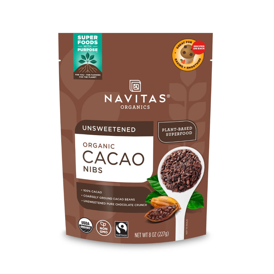 Organic Cacao Nibs | Front of Pouch | Navitas® Organics | The Sweeter Side @ Spice Craze®