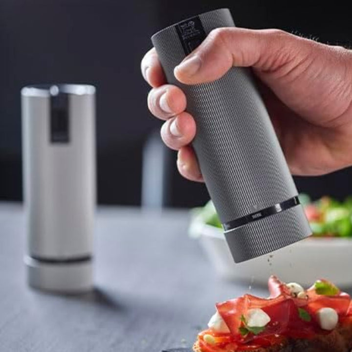Line Electric Salt & Pepper Duo in Carbon and Aluminum | Peugeot Saveurs | Mills & Grinders @ Spice Craze®