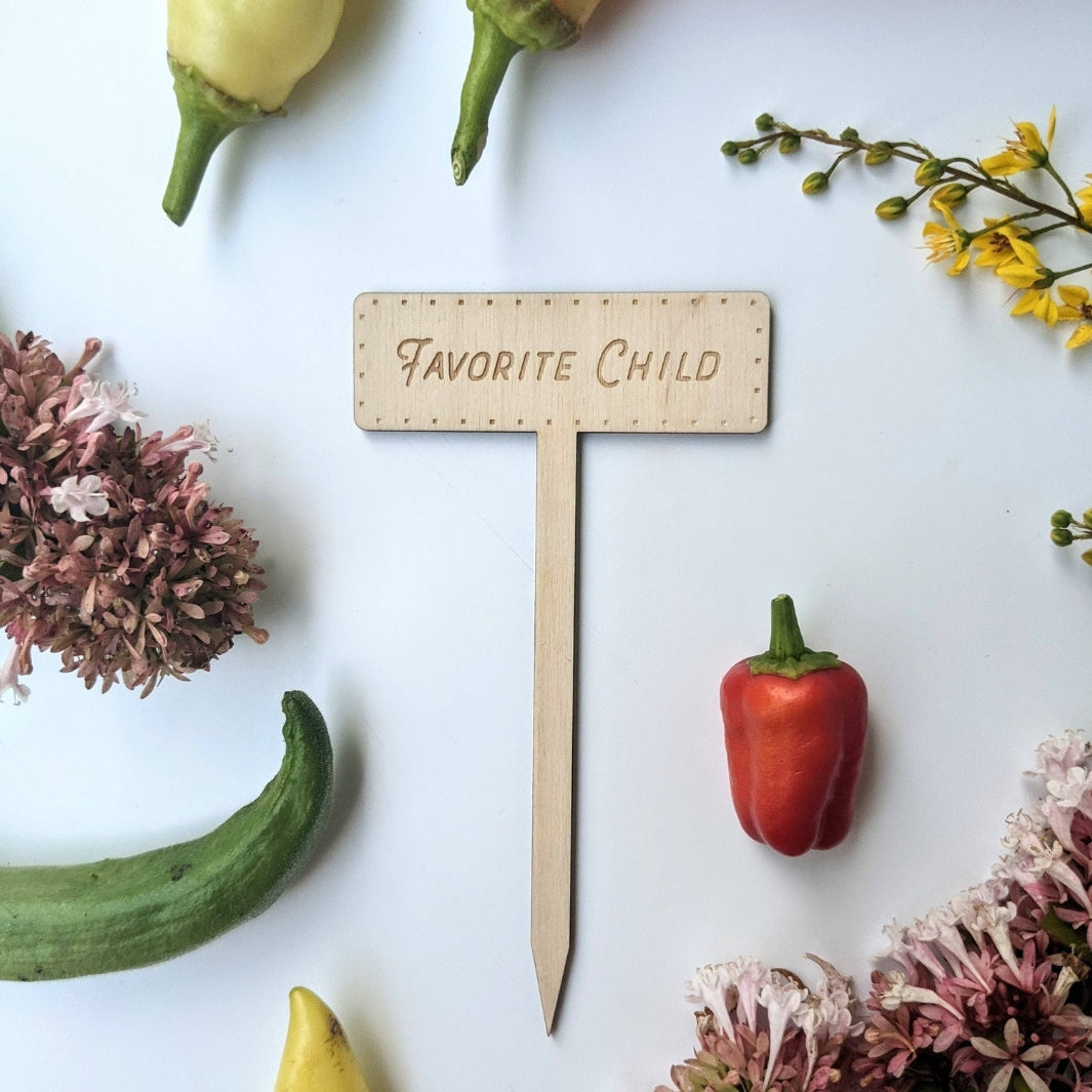 Favorite Child Wooden Garden Marker | North To South Designs | Camping & Garden @ Spice Craze®