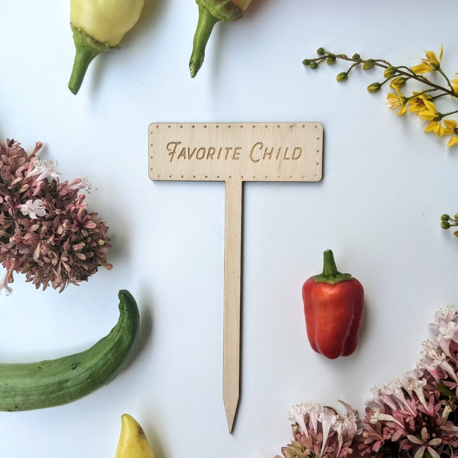 Favorite Child Wooden Garden Marker | North To South Designs | Camping & Garden @ Spice Craze®