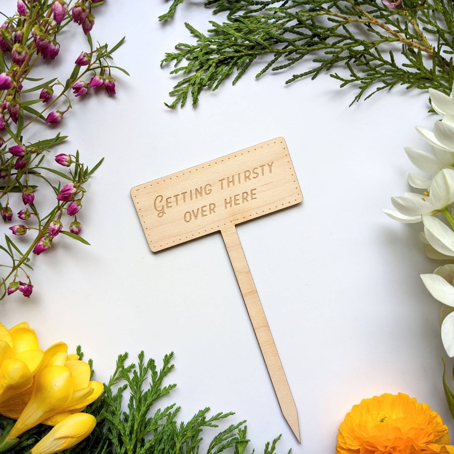 Getting Thirsty Over Here Wooden Garden Marker | North To South Designs | Camping & Garden @ Spice Craze®