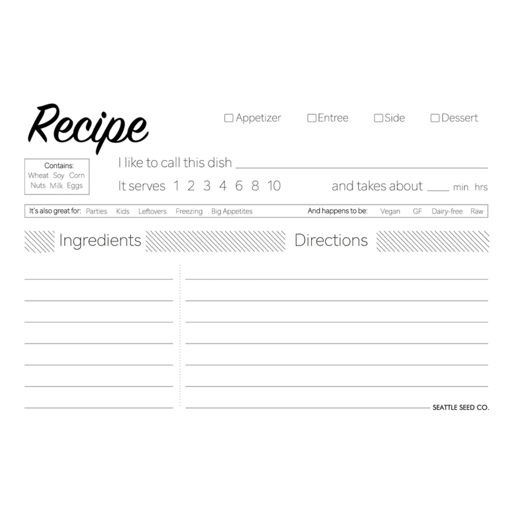 Front Side of the Modern Recipe Cards | Seattle Seed Co. | Keeping It Pretty @ Spice Craze®