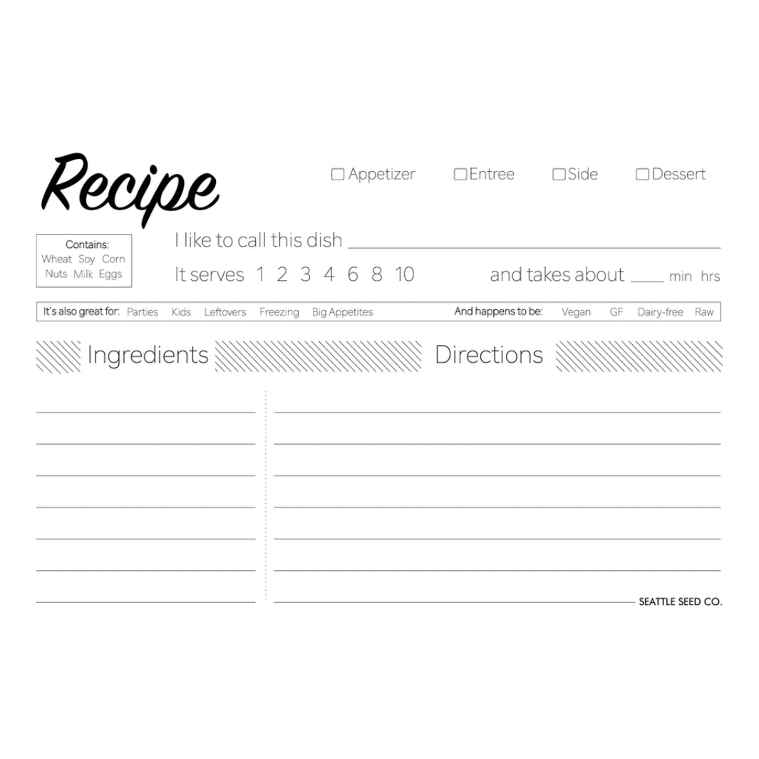 Front Side of the Modern Recipe Cards | Seattle Seed Co. | Keeping It Pretty @ Spice Craze®