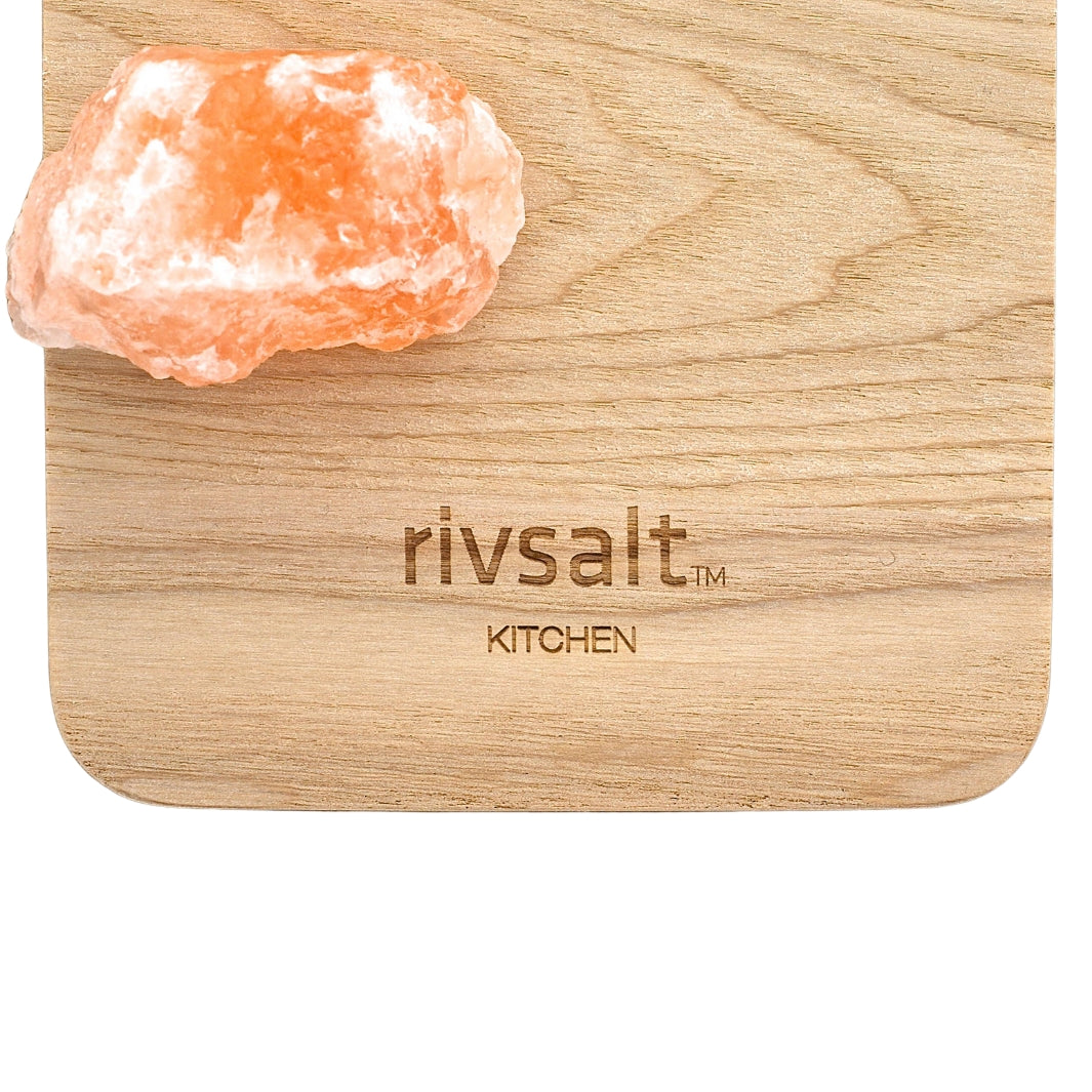 Oak Stand and Rock Salt of RIVSALT™ Large Himalayan Rock Salt Gift Set | RIVSALT™ Scandinavian design for foodies | Grate, Strip, & Zest @ Spice Craze®