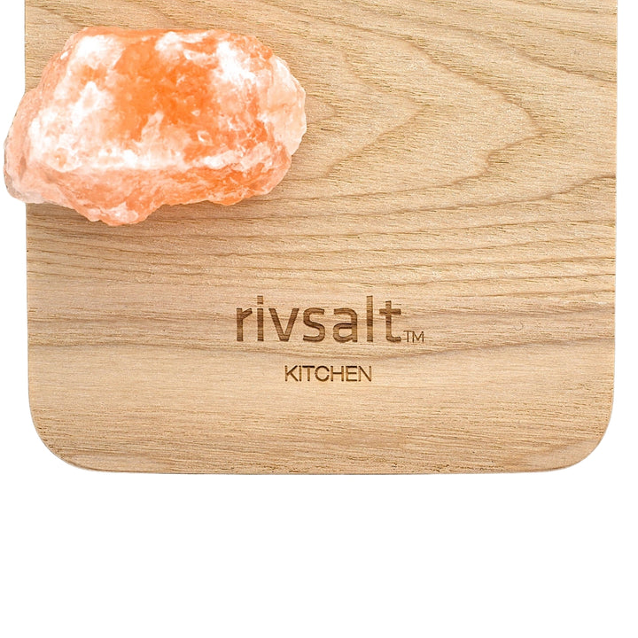 Oak Stand and Rock Salt of RIVSALT™ Large Himalayan Rock Salt Gift Set | RIVSALT™ Scandinavian design for foodies | Grate, Strip, & Zest @ Spice Craze®