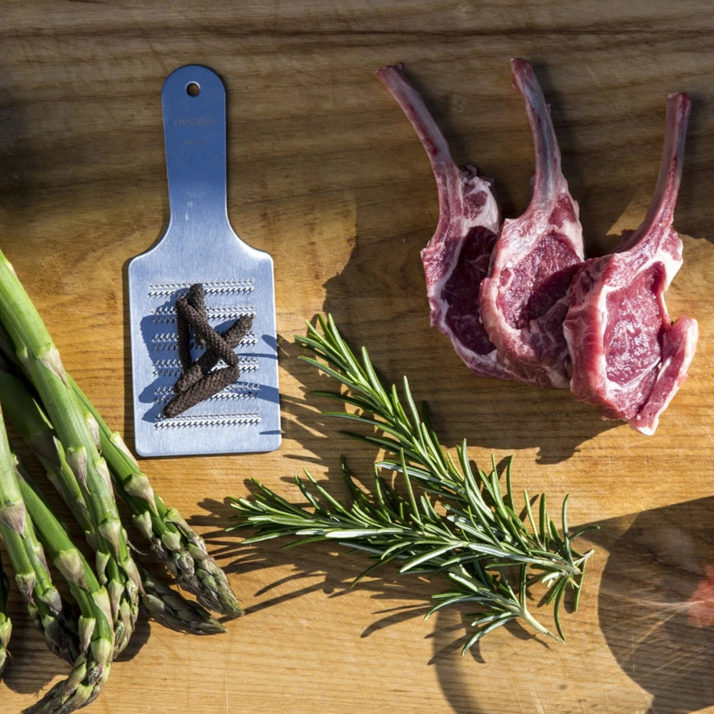 RIVSALT™ Spice Grater with Java Long Peppers and Lamb Chops | RIVSALT™ Scandinavian design for foodies | Grate, Strip, & Zest @ Spice Craze®