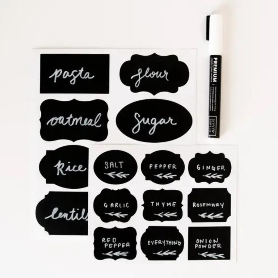 Chalkboard Labels Set, including White Chalk Marker | Savvy & Sorted® @ Spice Craze®