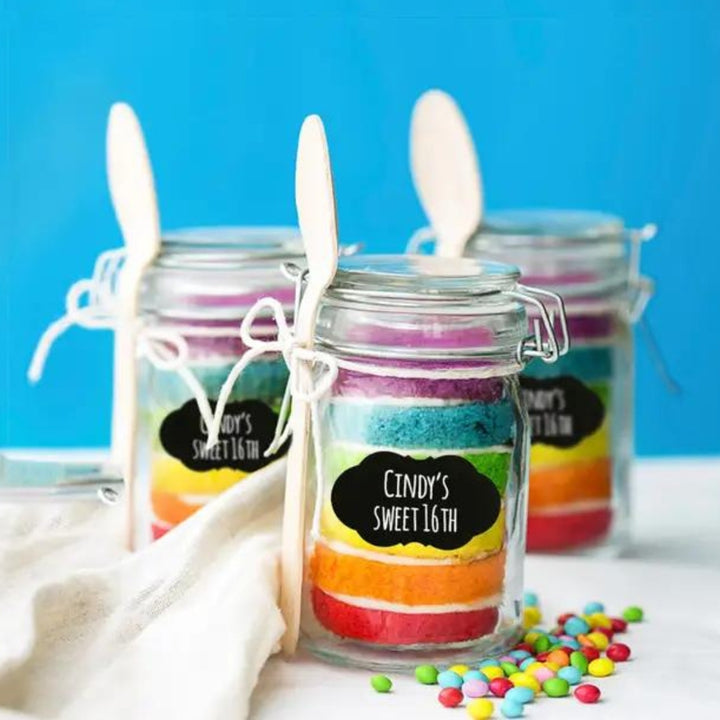 Chalkboard Labels Set Shown on Rainbow Birthday Cake Party Favors | Savvy & Sorted® @ Spice Craze®