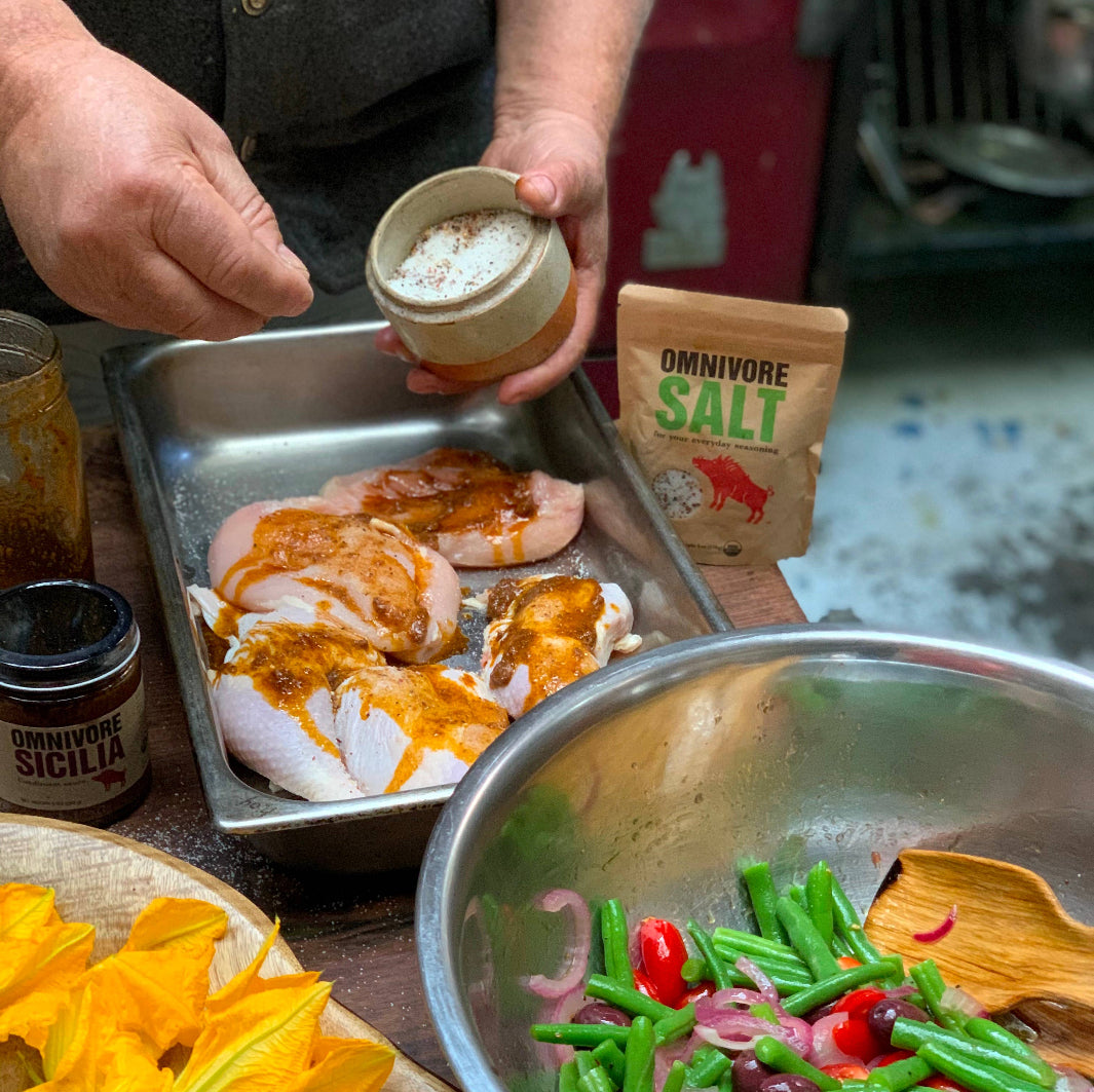 OMNIVORE SALT Sprinkled on Chicken | OMNIVORE LLC | Specialty Salts @ Spice Craze®