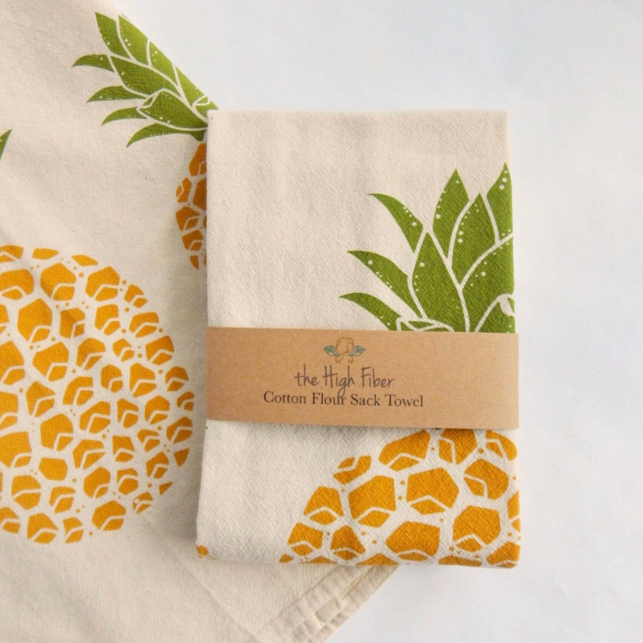 Handprinted Pineapple Tea Towel | The High Fiber | Aprons & Linens @ Spice Craze®