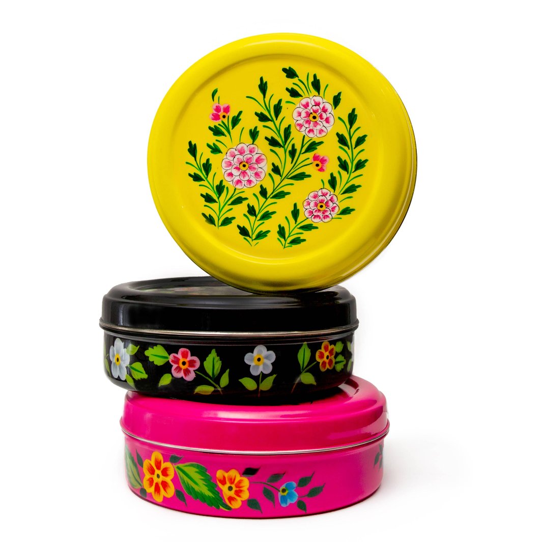 Yellow, Black, and Pink Indian Masala Dabba Spice Boxes | Calcutta Kitchens | Keeping It Pretty @ Spice Craze®