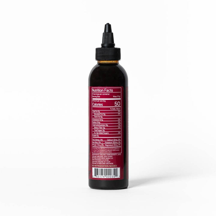 Nutritional Side of Bottle of Organic Pomegranate Molasses | Just Date | The Sweeter Side @ Spice Craze®