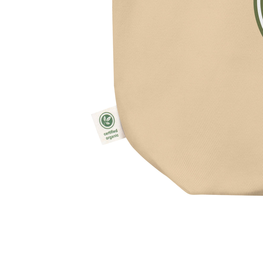 Certified Organic Tag on the Olive Green-Colored Logo Eco Tote Bag | Spice Craze® Merch @ Spice Craze®