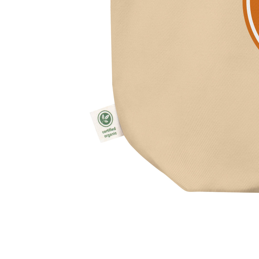 Certified Organic Tag on the Orange-Colored Logo Eco Tote Bag | Spice Craze® Merch @ Spice Craze®